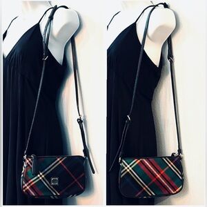 Dooney & Bourke black tartan plaid small crossbody purse/bag